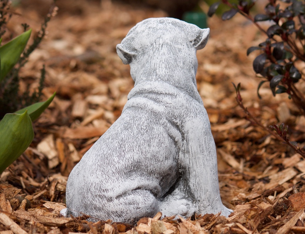 Steinfigur Mops Frostfest Garten Deko Steinguss Gartenfigur Hunde