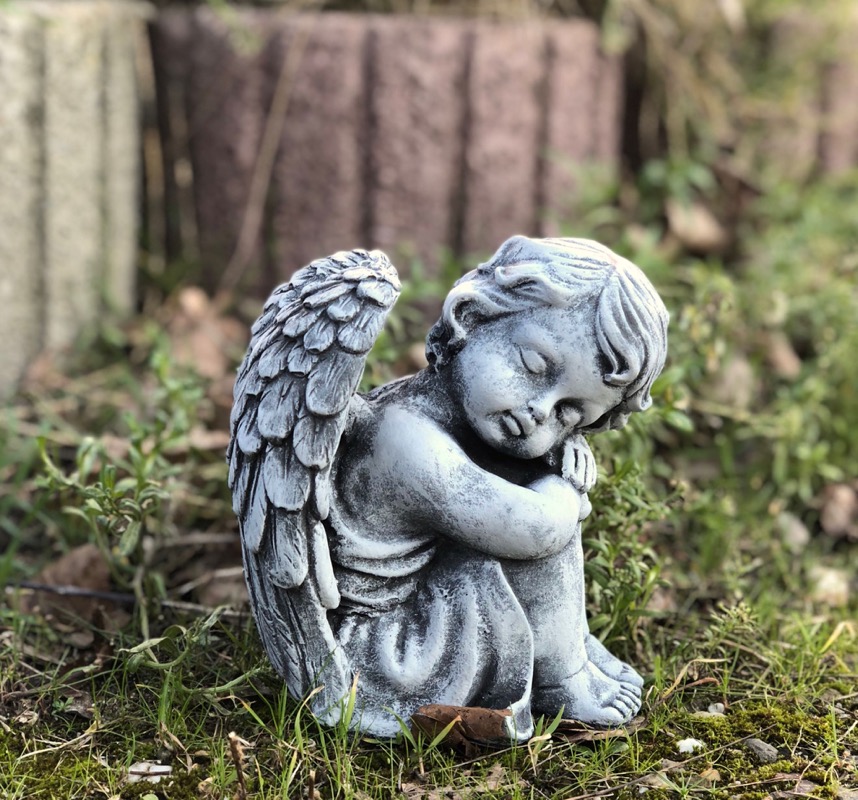 Sculpture en Pierre Séance Ange Figurine de Jardin Résistant au Gel